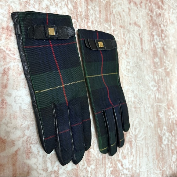 100% Leather Plaid Gloves By Liz Claiborne - Picture 3 of 11